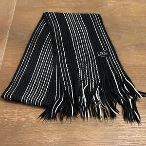 INC International Concepts Men's Striped Black and White Scarf